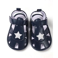 Cute Walk by Babyhug Booties with Velcro Closure Star Design - Navy Blue