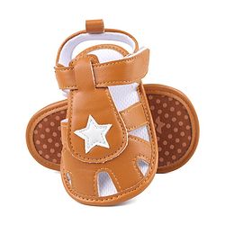 Cute Walk by Babyhug Booties with Velcro Closure Star Design - Light Brown