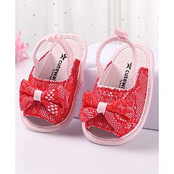Cute Walk by Babyhug Slip On Booties with Bow - Red
