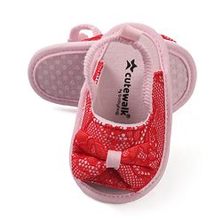 Cute Walk by Babyhug Slip On Booties with Bow - Red