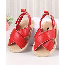 Cute Walk by Babyhug Solid Color Booties with Velcro Closure - Red
