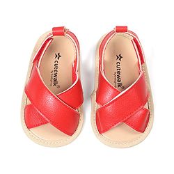 Cute Walk by Babyhug Solid Color Booties with Velcro Closure - Red