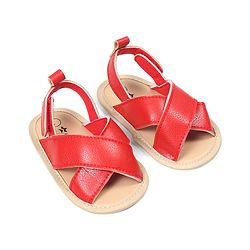 Cute Walk by Babyhug Solid Color Booties with Velcro Closure - Red