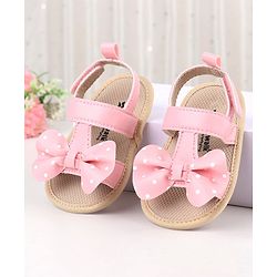Cute Walk by Babyhug Velcro Closure Booties with Bow - Pink