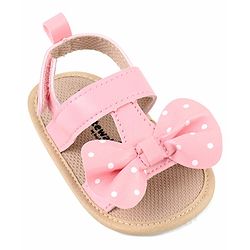 Cute Walk by Babyhug Velcro Closure Booties with Bow - Pink