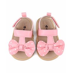 Cute Walk by Babyhug Velcro Closure Booties with Bow - Pink