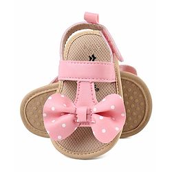 Cute Walk by Babyhug Velcro Closure Booties with Bow - Pink