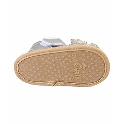 Cute Walk by Babyhug Velcro Closure Booties with Butterfly Detailing - Silver