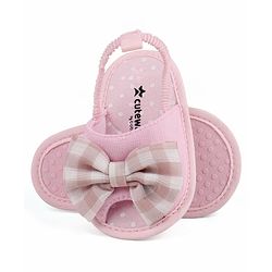 Cute Walk by Babyhug Slip On Booties Bow Applique  - Pink