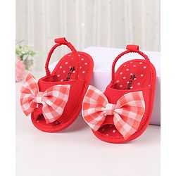 Cute Walk by Babyhug Slip On Booties Bow Applique  - Pink