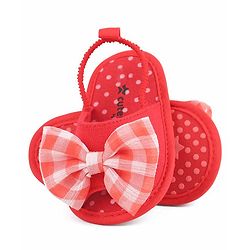 Cute Walk by Babyhug Slip On Booties Bow Applique  - Pink