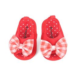 Cute Walk by Babyhug Slip On Booties Bow Applique  - Pink