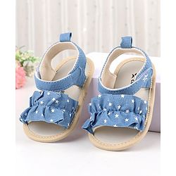 Cute Walk by Babyhug Booties with Velcro Closure & Stars Design - Blue