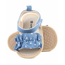 Cute Walk by Babyhug Booties with Velcro Closure & Stars Design - Blue
