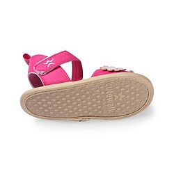Cute Walk by Babyhug Booties with Floral Applique & Velcro Closure - Fushia