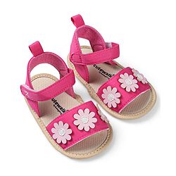 Cute Walk by Babyhug Booties with Floral Applique & Velcro Closure - Fushia