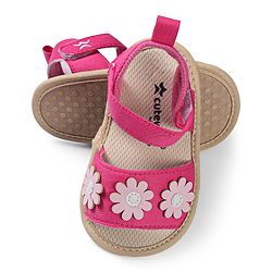 Cute Walk by Babyhug Booties with Floral Applique & Velcro Closure - Fushia