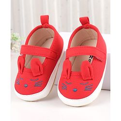 Cute Walk by Babyhug Booties Buuny Design with Velcro Closure - Red