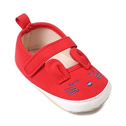 Cute Walk by Babyhug Booties Buuny Design with Velcro Closure - Red