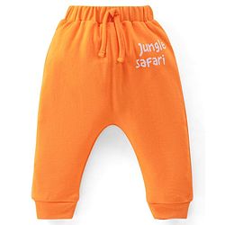Babyhug Interlock Cotton Full Length Diaper Pants Stripes & Jungle Print Pack of 3 - Orange & White