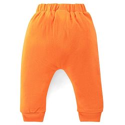 Babyhug Interlock Cotton Full Length Diaper Pants Stripes & Jungle Print Pack of 3 - Orange & White