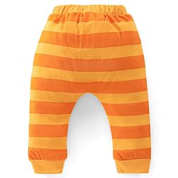 Babyhug Interlock Cotton Full Length Diaper Pants Stripes & Jungle Print Pack of 3 - Orange & White