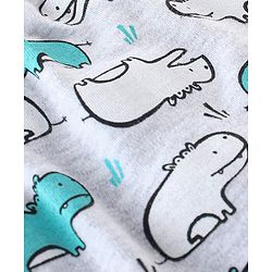 Babyhug Cotton Knit Full Length Diaper Pants Stripes & Hippo Print Pack Of 3- Grey White & Blue