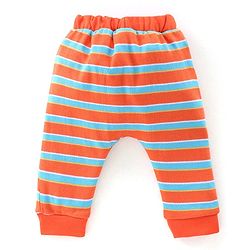 Babyhug Cotton Full Length Diaper Pants Stripes & Car Print Pack Of 3- Yellow Red & Blue
