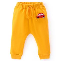 Babyhug Cotton Full Length Diaper Pants Stripes & Car Print Pack Of 3- Yellow Red & Blue
