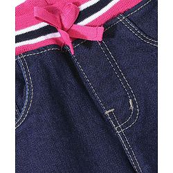 Babyhug Cotton Spandex Washed Stretchable Denim Capris - Dark Blue