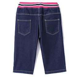 Babyhug Cotton Spandex Washed Stretchable Denim Capris - Dark Blue