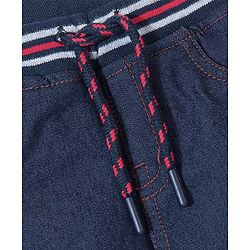 Babyhug Cotton Poly Full Length Washed Denim Jogger with Stretch - Dark Blue