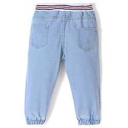 Babyhug Cotton Full Length Washed Denim Jogger with Stretch - Light Blue