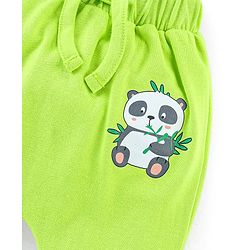 Babyhug Cotton Full Length Diaper Pants Stripes & Panda Print Pack of 3- Blue & Green