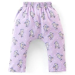 Babyhug Cotton Ankle Length Diaper Pants Stripes & Hippo Print Pack of 3- Peach Purple & Blue