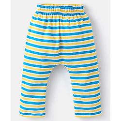 Babyhug Cotton Diaper Pants Pack of 3 Striped & Dino Print - Blue