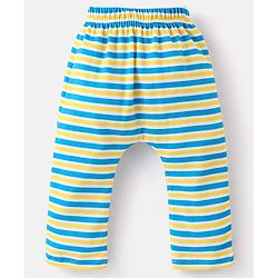 Babyhug Cotton Diaper Pants Pack of 3 Striped & Dino Print - Blue