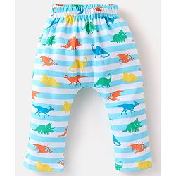 Babyhug Cotton Diaper Pants Pack of 3 Striped & Dino Print - Blue