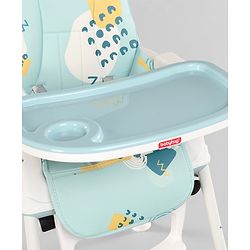 Babyhug 3 in 1 Comfy High Chair Printed Cushion - Blue| High Chair, Feeding Chair & Booster Chair| Adjustable Double Food Tray| Removable PU Leather Seat| Safety Harness| Removable Footrest