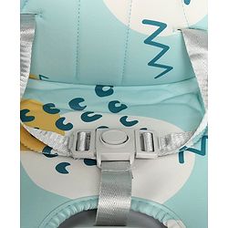 Babyhug 3 in 1 Comfy High Chair Printed Cushion - Blue| High Chair, Feeding Chair & Booster Chair| Adjustable Double Food Tray| Removable PU Leather Seat| Safety Harness| Removable Footrest