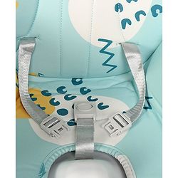 Babyhug 3 in 1 Comfy High Chair Printed Cushion - Blue| High Chair, Feeding Chair & Booster Chair| Adjustable Double Food Tray| Removable PU Leather Seat| Safety Harness| Removable Footrest