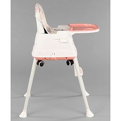 Babyhug 3 in 1 Comfy High Chair Unicorn Printed Cushion - Pink| High Chair, Feeding Chair & Booster Chair| Adjustable Double Food Tray| Removable PU Leather Seat| Safety Harness| Removable Footrest
