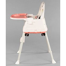 Babyhug 3 in 1 Comfy High Chair Unicorn Printed Cushion - Pink| High Chair, Feeding Chair & Booster Chair| Adjustable Double Food Tray| Removable PU Leather Seat| Safety Harness| Removable Footrest
