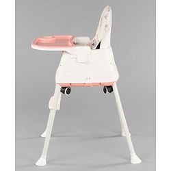 Babyhug 3 in 1 Comfy High Chair Unicorn Printed Cushion - Pink| High Chair, Feeding Chair & Booster Chair| Adjustable Double Food Tray| Removable PU Leather Seat| Safety Harness| Removable Footrest