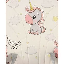 Babyhug 3 in 1 Comfy High Chair Unicorn Printed Cushion - Pink| High Chair, Feeding Chair & Booster Chair| Adjustable Double Food Tray| Removable PU Leather Seat| Safety Harness| Removable Footrest