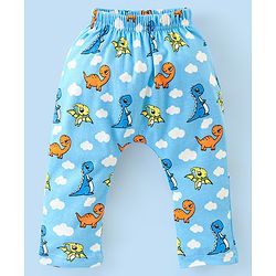 Babyhug Cotton Diaper Pants Stripes & Dino Print Pack of 3 - Blue & Orange