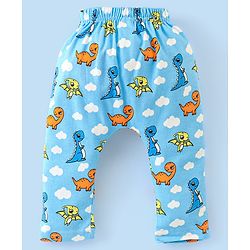 Babyhug Cotton Diaper Pants Stripes & Dino Print Pack of 3 - Blue & Orange