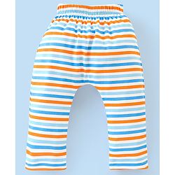Babyhug Cotton Diaper Pants Stripes & Dino Print Pack of 3 - Blue & Orange