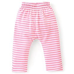 Babyhug Cotton Full Length Diaper Pants Stripes & Floral Print Pack of 3- Pink & Red