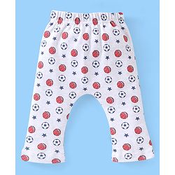 Babyhug Cotton Knee Length Diaper Pants Football Print Pack of 3 - Red & Blue